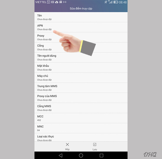 Nhập thông tin cấu hình
